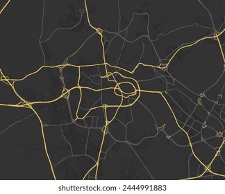 Vector city map of Mecca in the Kingdom of Saudi Arabia with yellow roads isolated on a brown background.