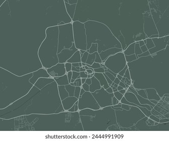 Vector city map of Mecca in the Kingdom of Saudi Arabia with white roads isolated on a green background