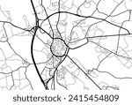 Vector city map of Mechelen in Belgium with black roads isolated on a white background.