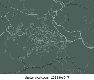 Vector city map of Medea in Algeria with white roads isolated on a green background.