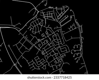 Vector city map of Medemblik in the Netherlands with white roads isolated on a black background.