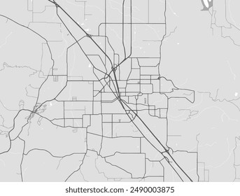 Vector city map of Medford Oregon in the United States of America with black roads isolated on a grey background.