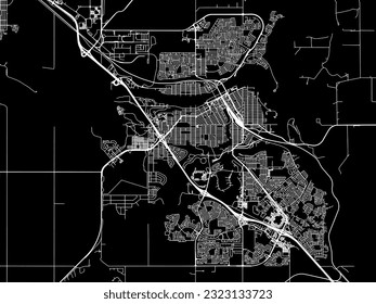 Vector city map of Medicine Hat Alberta in Canada with white roads isolated on a black background.