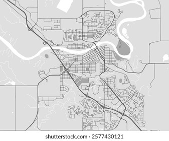 Vector city map of Medicine Hat Alberta in Canada with black roads isolated on a grey background.