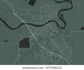 Vector city map of Medicine Hat Alberta in Canada with white roads isolated on a green background.