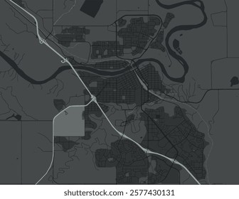 Vector city map of Medicine Hat Alberta in Canada with white roads isolated on a grey background.