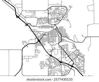 Vector city map of Medicine Hat Alberta in Canada with black roads isolated on a white background.