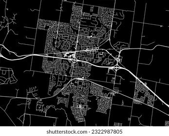 Vector city map of Melton in Australia with white roads isolated on a black background.