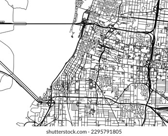 Vector city map of Memphis Center Tennessee in the United States of America with black roads isolated on a white background.