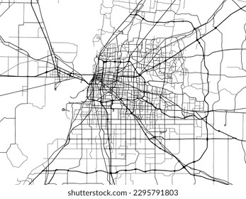 Vector city map of Memphis Metro Tennessee in the United States of America with black roads isolated on a white background.