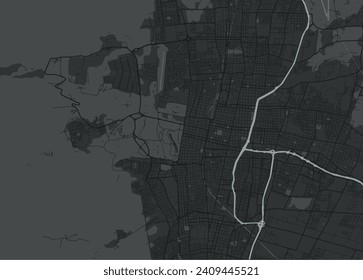 Mapa de la ciudad vectorial de Mendoza en Argentina con caminos blancos aislados en un fondo gris