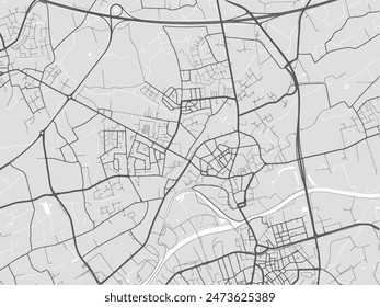 Vector city map of Menen in Belgium with black roads isolated on a grey background.