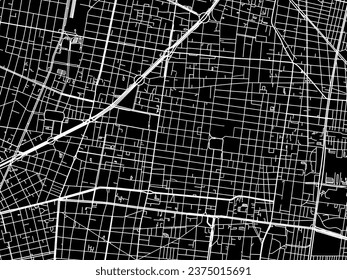 Vector city map of Mexico City Center in Mexico with white roads isolated on a black background.