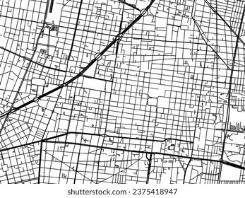 Vector city map of Mexico City Center in Mexico with black roads isolated on a white background.