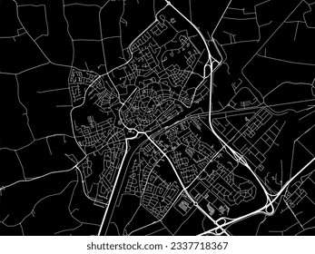 Vector city map of Middelburg in the Netherlands with white roads isolated on a black background.
