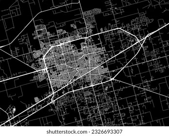 Vector city map of Midland Texas in the United States of America with white roads isolated on a black background.