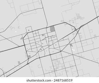 Vector city map of Midland Texas in the United States of America with black roads isolated on a grey background.