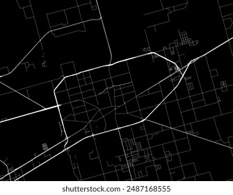 Vector city map of Midland Texas in the United States of America with white roads isolated on a black background.