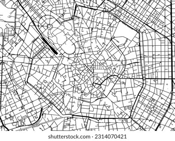Vector city map of Milan Cetro in Italy with black roads isolated on a white background.