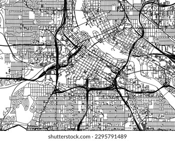 Vector city map of Minneapolis Minnesota in the United States of America with black roads isolated on a white background.