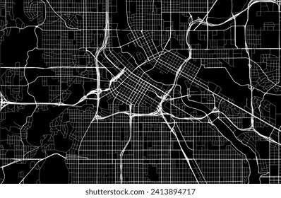 Vector city map of Minneapolis Minnesota in the United States of America with white roads isolated on a black background.