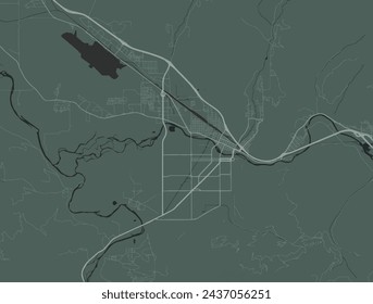 Stadtplan von Missoula Montana in den Vereinigten Staaten von Amerika mit weißen Straßen isoliert auf einem grünen Hintergrund.