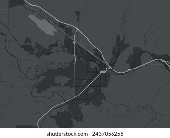 Stadtplan von Missoula Montana in den Vereinigten Staaten von Amerika mit weißen Straßen isoliert auf einem grauen Hintergrund.