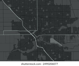 Vector city map of Modesto California in the United States of America with white roads isolated on a grey background.