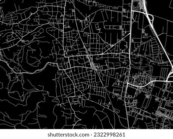 Vector city map of Modling in Austria with white roads isolated on a black background.