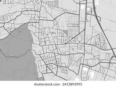 Vector city map of Modling in Austria with black roads isolated on a grey background.