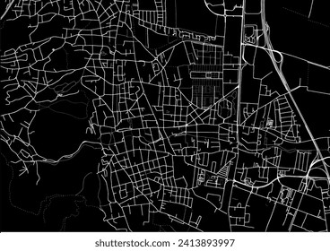 Vector city map of Modling in Austria with white roads isolated on a black background.