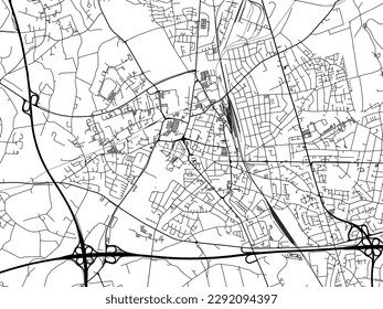 Vector city map of Moers in the Germany with black roads isolated on a white background.