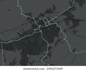 Vector city map of Mogi das Cruzes in Brazil with white roads isolated on a grey background.