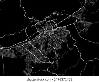 Vector city map of Mogi das Cruzes in Brazil with white roads isolated on a black background.