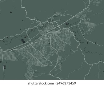 Vector city map of Mogi das Cruzes in Brazil with white roads isolated on a green background.