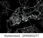 Vector city map of Mokpo in the South Korea with white roads isolated on a black background.