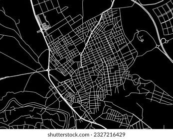 Vector city map of Molina de Segura in Spain with white roads isolated on a black background.