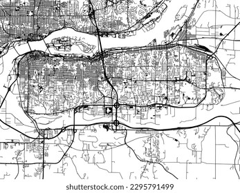 Mapa de la ciudad vectorial de Moline Illinois en los Estados Unidos de América con carreteras negras aisladas en un fondo blanco.