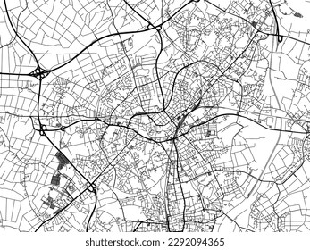 Vector city map of Monchengladbach in the Germany with black roads isolated on a white background.