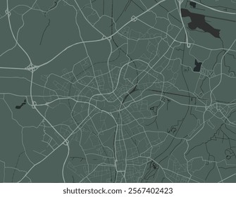 Vector city map of Monchengladbach in Germany with white roads isolated on a green background.