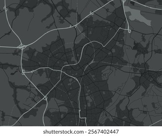 Vector city map of Monchengladbach in Germany with white roads isolated on a grey background.