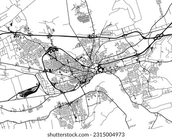 Vector city map of Moncton New Brunswick in Canada with black roads isolated on a white background.