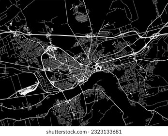 Vector city map of Moncton New Brunswick in Canada with white roads isolated on a black background.