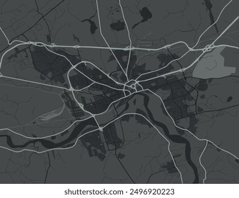 Vector city map of Moncton New Brunswick in Canada with white roads isolated on a grey background.