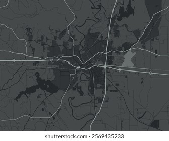 Vector city map of Monroe Louisiana in the United States of America with white roads isolated on a grey background.