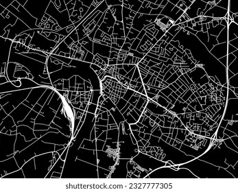 Vector city map of Montauban in France with white roads isolated on a black background.