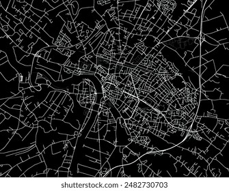 Vector city map of Montauban in France with white roads isolated on a black background.