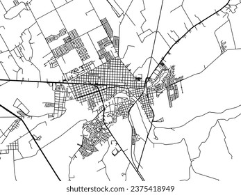 Vector city map of Montemorelos in Mexico with black roads isolated on a white background.