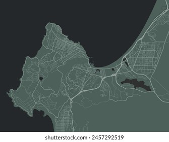 Vector city map of Monterey California in the United States of America with white roads isolated on a green background.