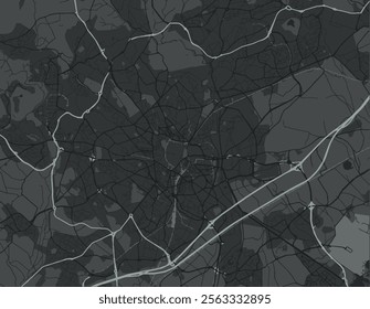 Vector city map of Montpellier in France with white roads isolated on a grey background.